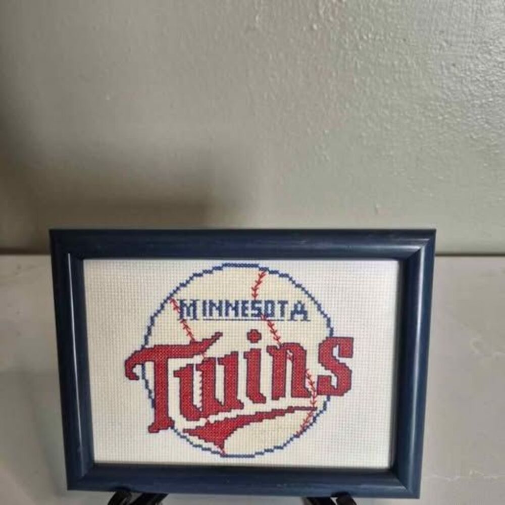 Minnesota Twins cross-stitch Needle Work Genuine Grandma Core MLB BASEBALL